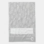 ELEGANT SILVER WHITE LEAFE FOLIAGE HOLIDAYS LOGO GESCHIRRTUCH (Vertikal)
