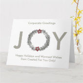 Elegant Silver Wreath Happy Holidays Corporate Karte (Gelbe Blume)