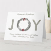 Elegant Silver Wreath Happy Holidays Corporate Karte (Vorderseite)