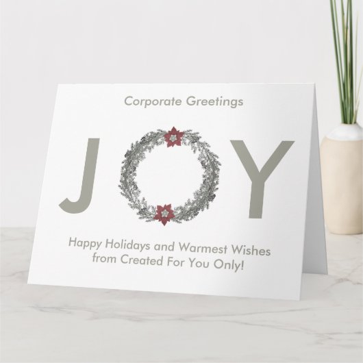 Elegant Silver Wreath Happy Holidays Corporate Karte (Vorderseite)