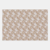 Elegant Silvery White Snowflakes Kraft Brown Geschenkpapier Set (Vorderseite)