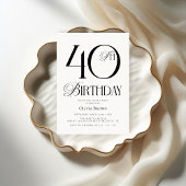 Elegant Simple 40. Geburtstags-Party Einladung