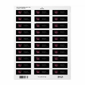 Elegant Simple Address Labels Black Pink Initial (Vorne)