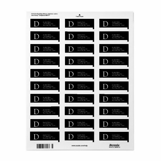 Elegant Simple Address Labels Monogram (Vorne)