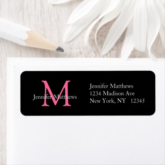 Elegant Simple Address Labels Pink Initial (Insitu)