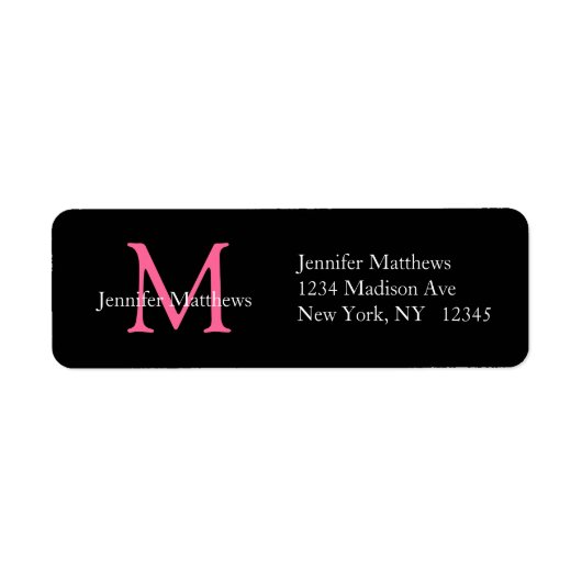 Elegant Simple Address Labels Pink Initial (Vorne)