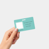 Elegant Simple Aquamarin Foto Text Vorlagen Mitarb Ausweis (Handheld)