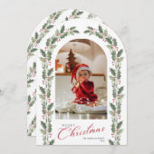 Elegant Simple Arch 1 Photo Christmas Holiday Card Einladung (Vorne/Hinten)