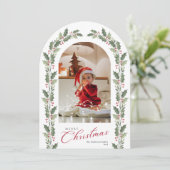 Elegant Simple Arch 1 Photo Christmas Holiday Card Einladung (Stehend Vorderseite)