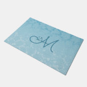 Elegant Simple Baby Blue Girly Monogram Fußmatte (Schrägansicht)
