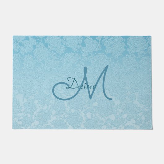 Elegant Simple Baby Blue Girly Monogram Fußmatte (Vorderseite)