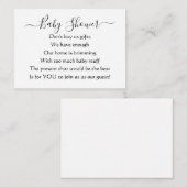 Elegant Simple Baby Shower No Gifts Gedicht Begleitkarte (Vorne/Hinten)