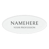 Elegant Simple Basic Minimalist White Modern Oval Namenschild (Vorderseite)