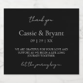 Elegant Simple Black and White Wedding Vielen Dank Schaumweinetikett (Einzelnes Label)