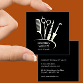 Elegant Simple Black Hair Stylist Quadratische Visitenkarte