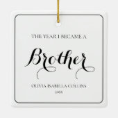 Elegant Simple Black Modern 1. Weihnachtsbruder Keramikornament (Rückseite)