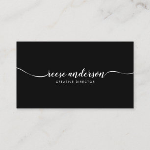 Elegant Simple Black Script Calligraphy Minimal Visitenkarte