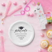 Elegant Simple Black Script Calligraphy On White Pappteller (Party)