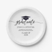 Elegant Simple Black Script Calligraphy On White Pappteller (Vorderseite)