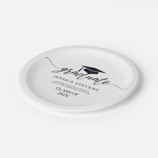 Elegant Simple Black Script Calligraphy On White Pappteller (Schrägansicht)