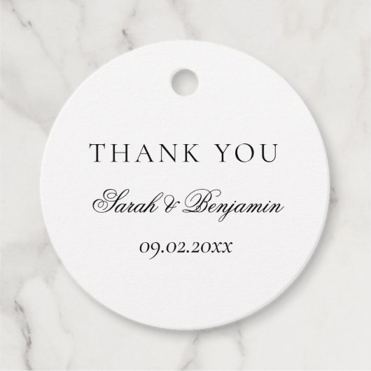 Elegant Simple Black & White Wedding Vielen Dank Geschenkanhänger (Vorderseite)