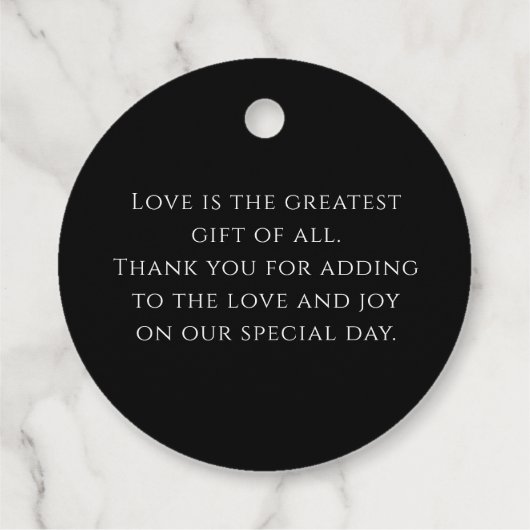 Elegant Simple Black & White Wedding Vielen Dank Geschenkanhänger (Rückseite)