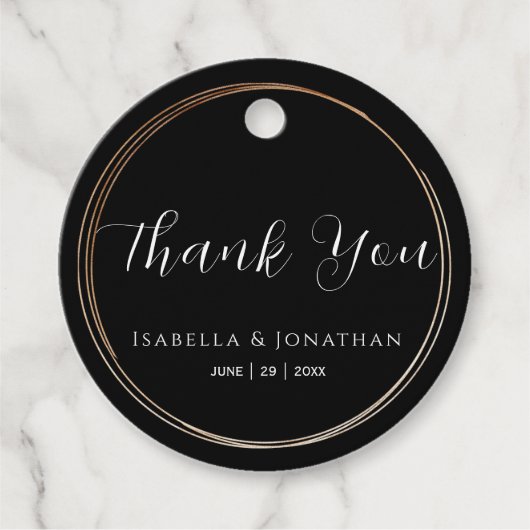 Elegant Simple Black & White Wedding Vielen Dank Geschenkanhänger (Vorderseite)