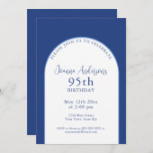 Elegant Simple Blue 95. Geburtstagsparty Einladung (Vorne/Hinten)