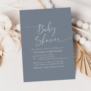 Elegant Simple Blue Baby Shower Einladung