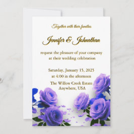 Elegant Simple Blue Roses Love is in Bloom Wedding Einladung