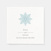 Elegant Simple Blue Snowflake Monogram Serviette (Vorderseite)