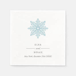 Elegant Simple Blue Snowflake Monogram Serviette