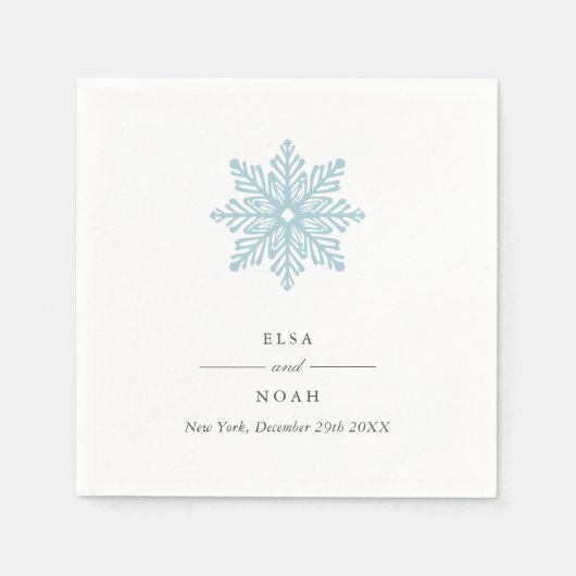 Elegant Simple Blue Snowflake Monogram Serviette (Vorderseite)