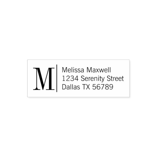 Elegant Simple Bold Monogram Address 2 Permastempel (Design)