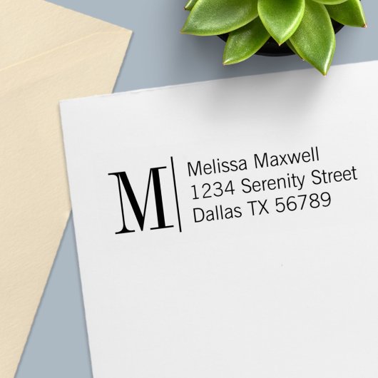 Elegant Simple Bold Monogram Address 2 Permastempel