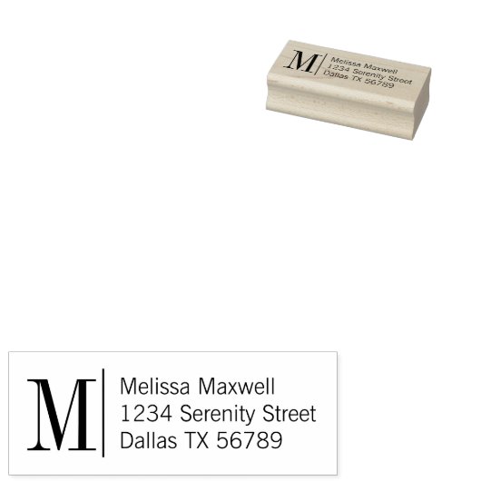 Elegant Simple Bold Monogram Address Gummistempel (Stempel)