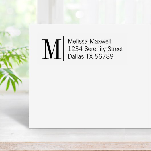 Elegant Simple Bold Monogram Address Gummistempel
