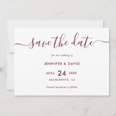 Elegant Simple Burgundy Wedding Save the Date (Vorderseite)
