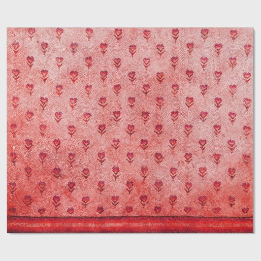 ELEGANT SIMPLE BYZANTINE MOSAIC FLOWERS Pink Red Geschenkpapier (Flach)