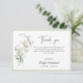 Elegant Simple Calla Lily Eucalyptus Sympathy Dankeskarte (Stehend Vorderseite)