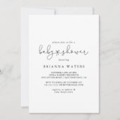 Elegant Simple Calligraphy Baby Shower Einladung (Vorderseite)