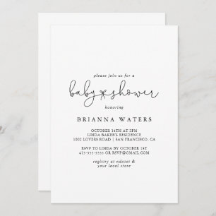 Elegant Simple Calligraphy Baby Shower Einladung