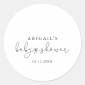 Elegant Simple Calligraphy Baby Shower Fevor Runder Aufkleber (Vorderseite)