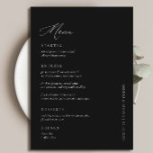 Elegant Simple Calligraphy Black Wedding Menükarte