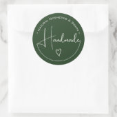 Elegant Simple Calligraphy Handmade Heart Green Runder Aufkleber (Tasche)