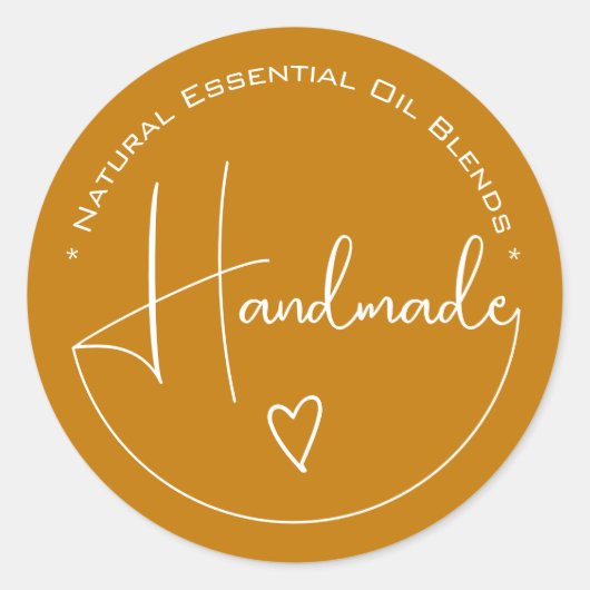 Elegant Simple Calligraphy Handmade Heart Yellow Runder Aufkleber (Vorderseite)