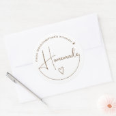 Elegant Simple Calligraphy Homemade Heart White Runder Aufkleber (Umschlag)