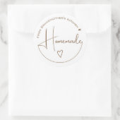 Elegant Simple Calligraphy Homemade Heart White Runder Aufkleber (Tasche)
