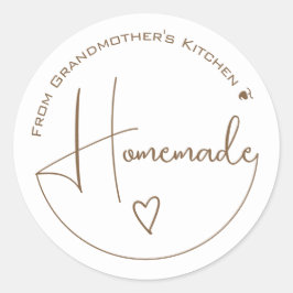 Elegant Simple Calligraphy Homemade Heart White Runder Aufkleber