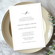 Elegant Simple Calligraphy Monogram White Wedding